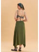 Khaki Asymmetrical Skirt with Zipper Detail and Slit 4639